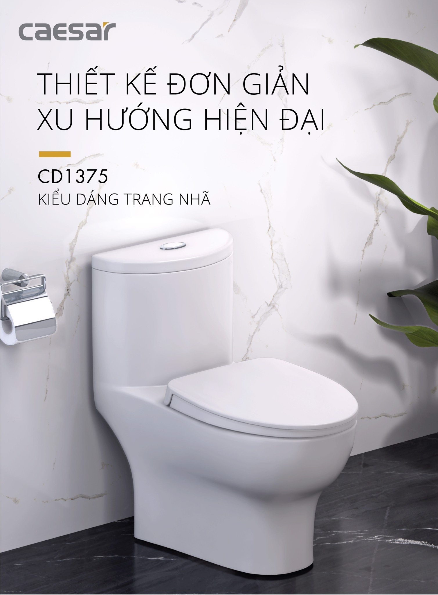 Bồn cầu 1 khối nắp rửa cơ Caesar C1375F + TAF060 (CD1375+TAF060)