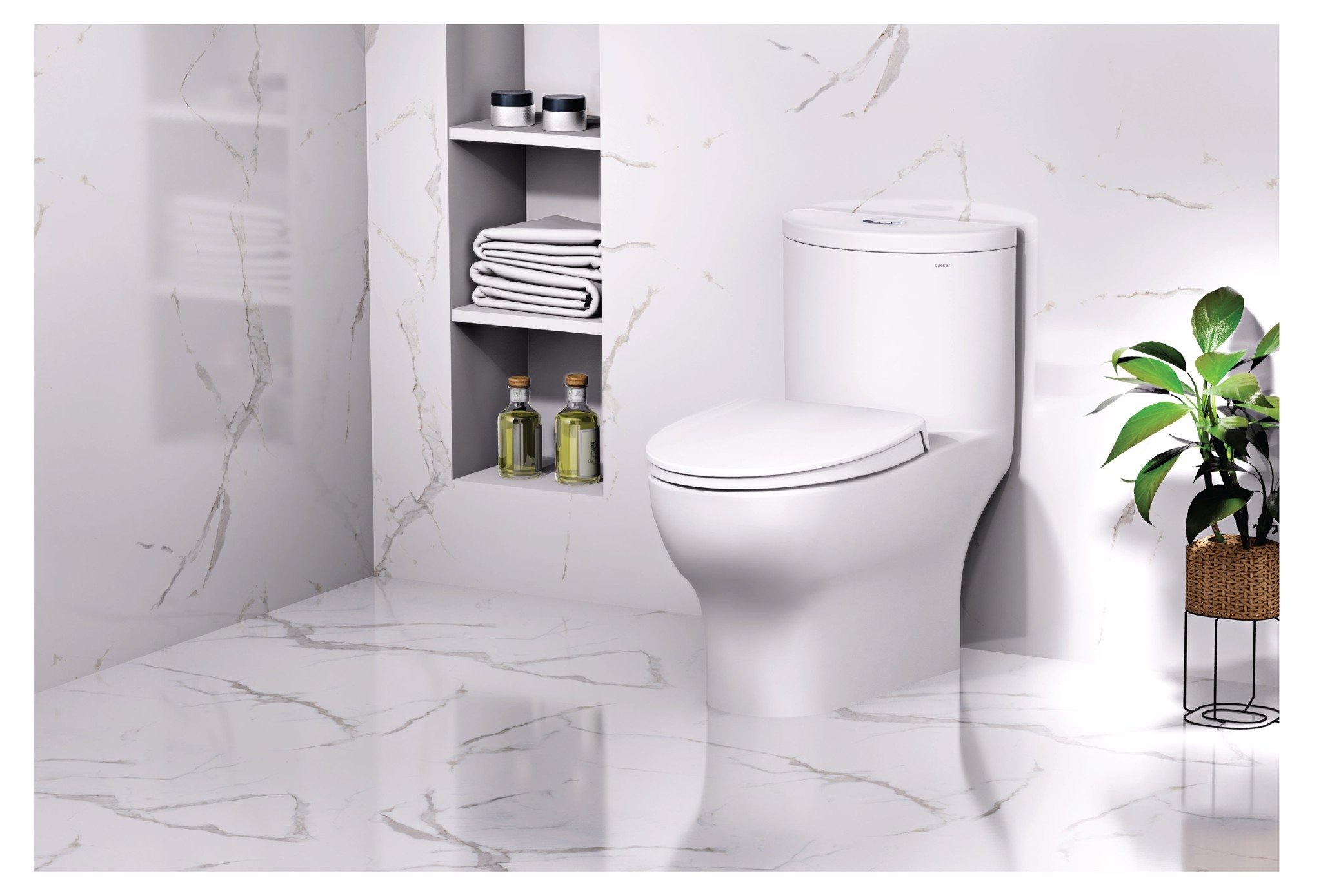 Bồn cầu 1 khối nắp rửa cơ Caesar C1375F + TAF060 (CD1375+TAF060)