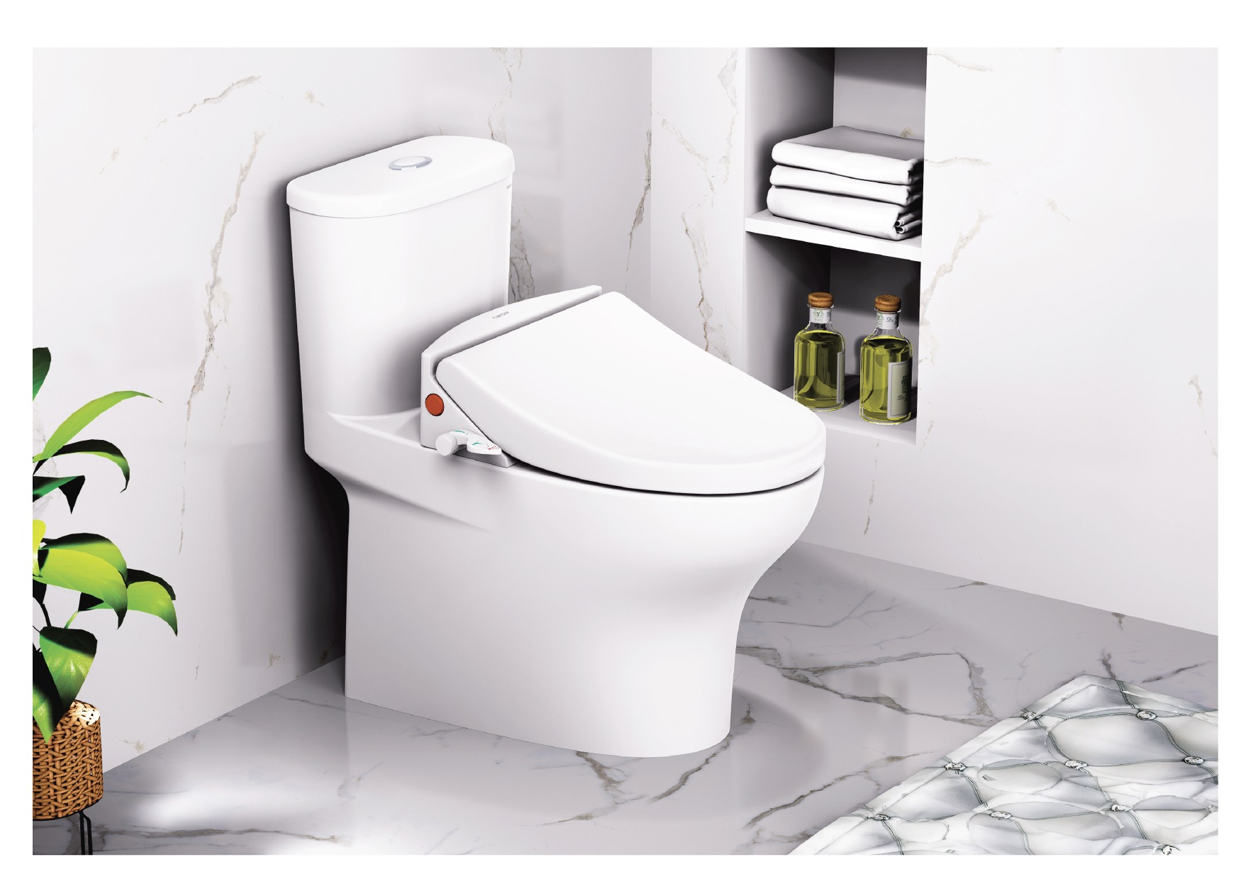 Bồn cầu 1 khối nắp rửa cơ Caesar CD1394+TAF050