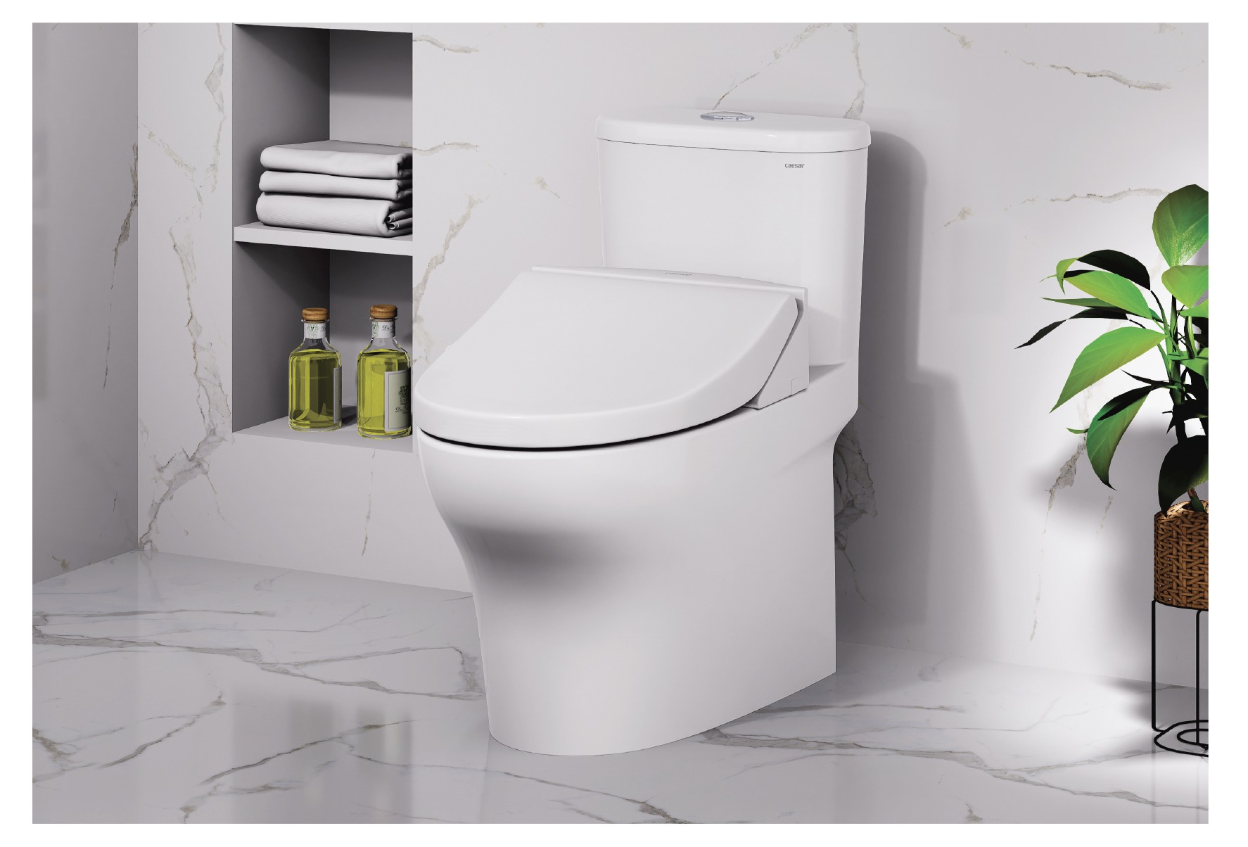 Bồn cầu 1 khối nắp rửa cơ Caesar CD1394+TAF050