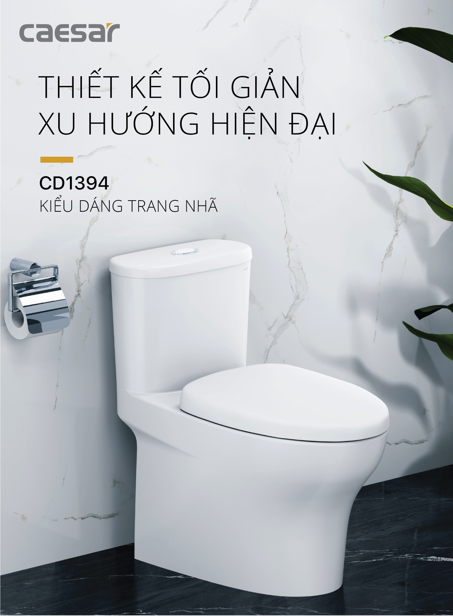 Bồn cầu 1 khối nắp rửa cơ Caesar C1394F + TAF060 (CD1394+TAF060)
