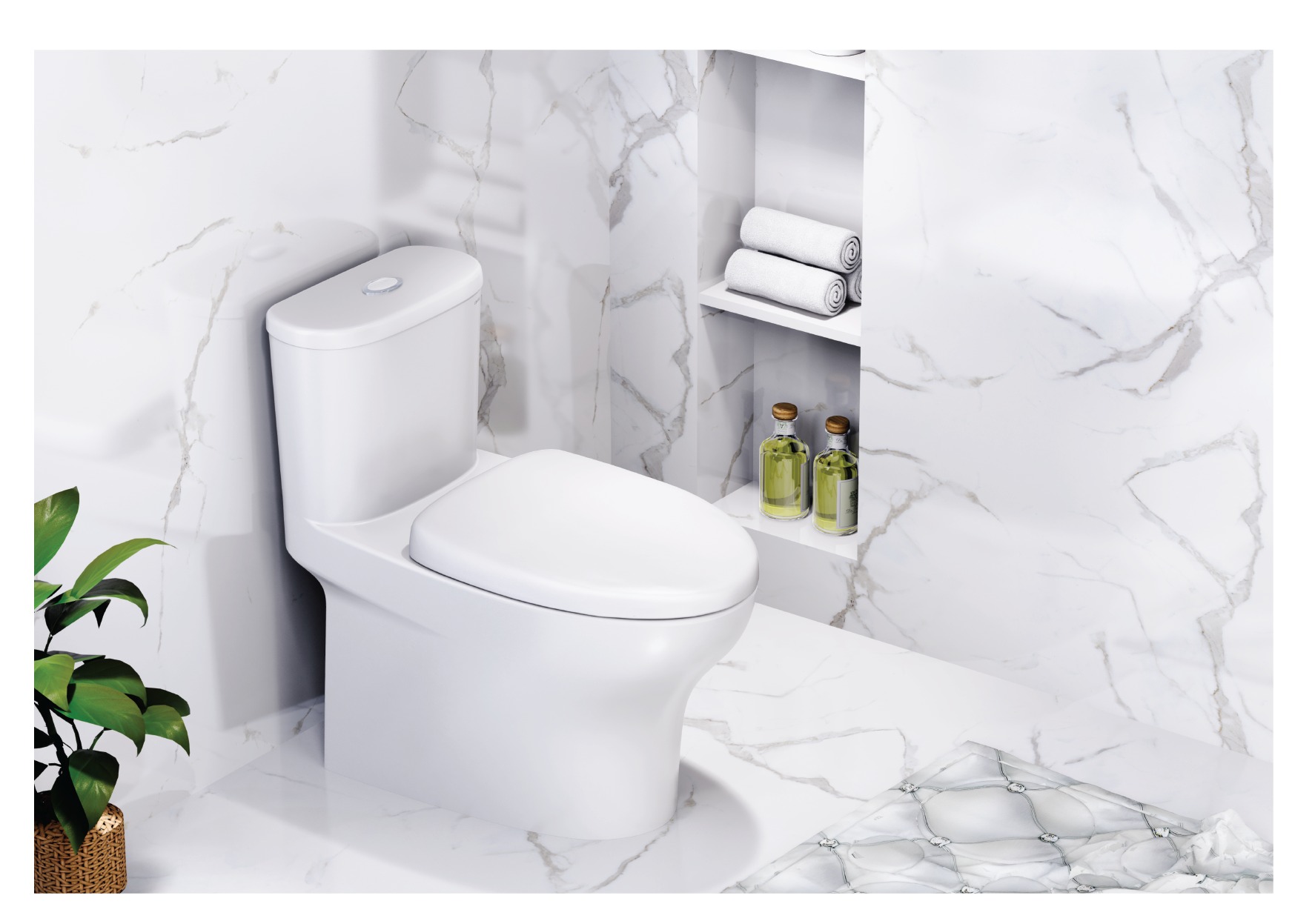 Bồn cầu 1 khối nắp rửa cơ Caesar C1394F + TAF060 (CD1394+TAF060)