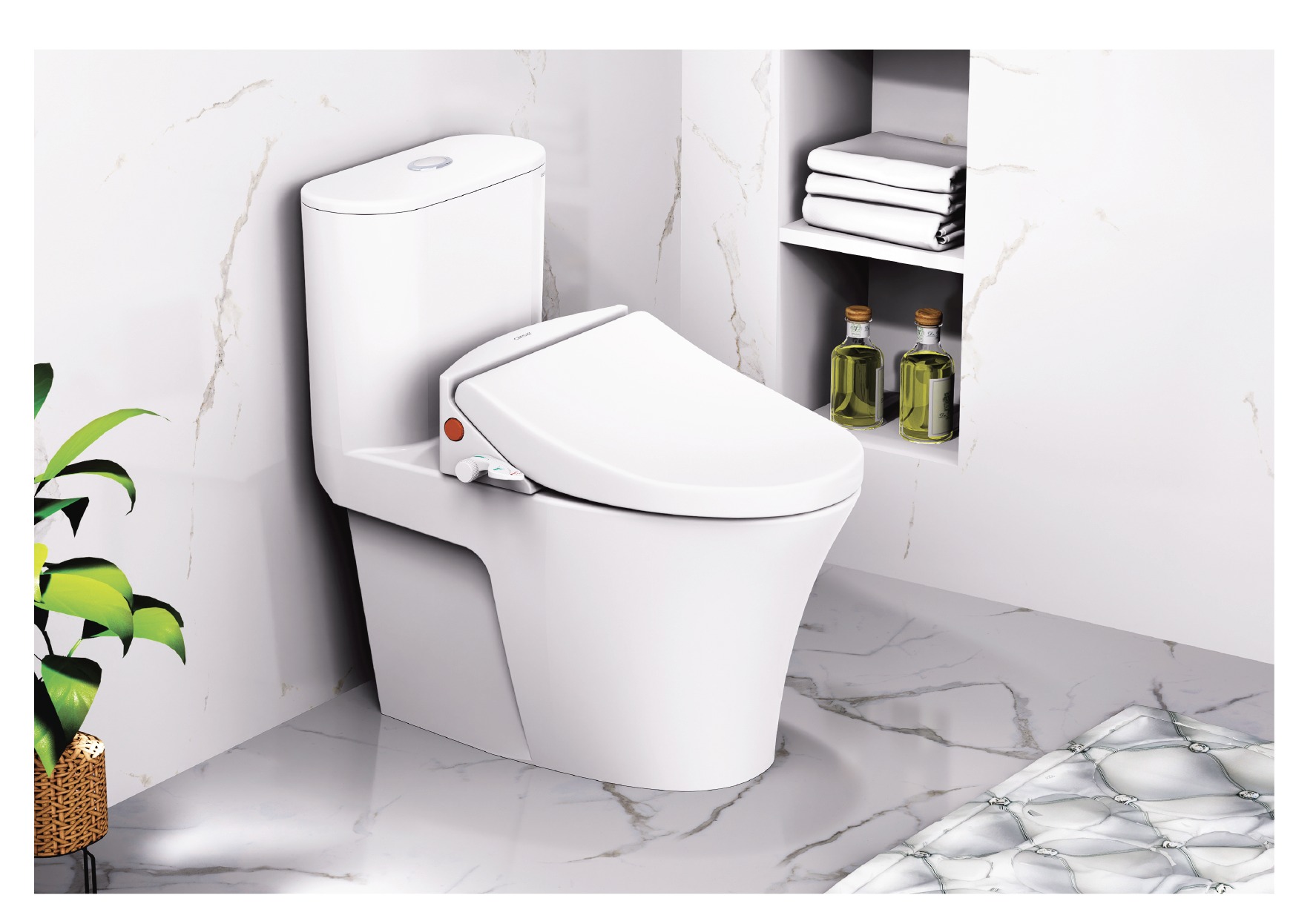 Bồn cầu 1 khối nắp rửa cơ Caesar CD1395+TAF050