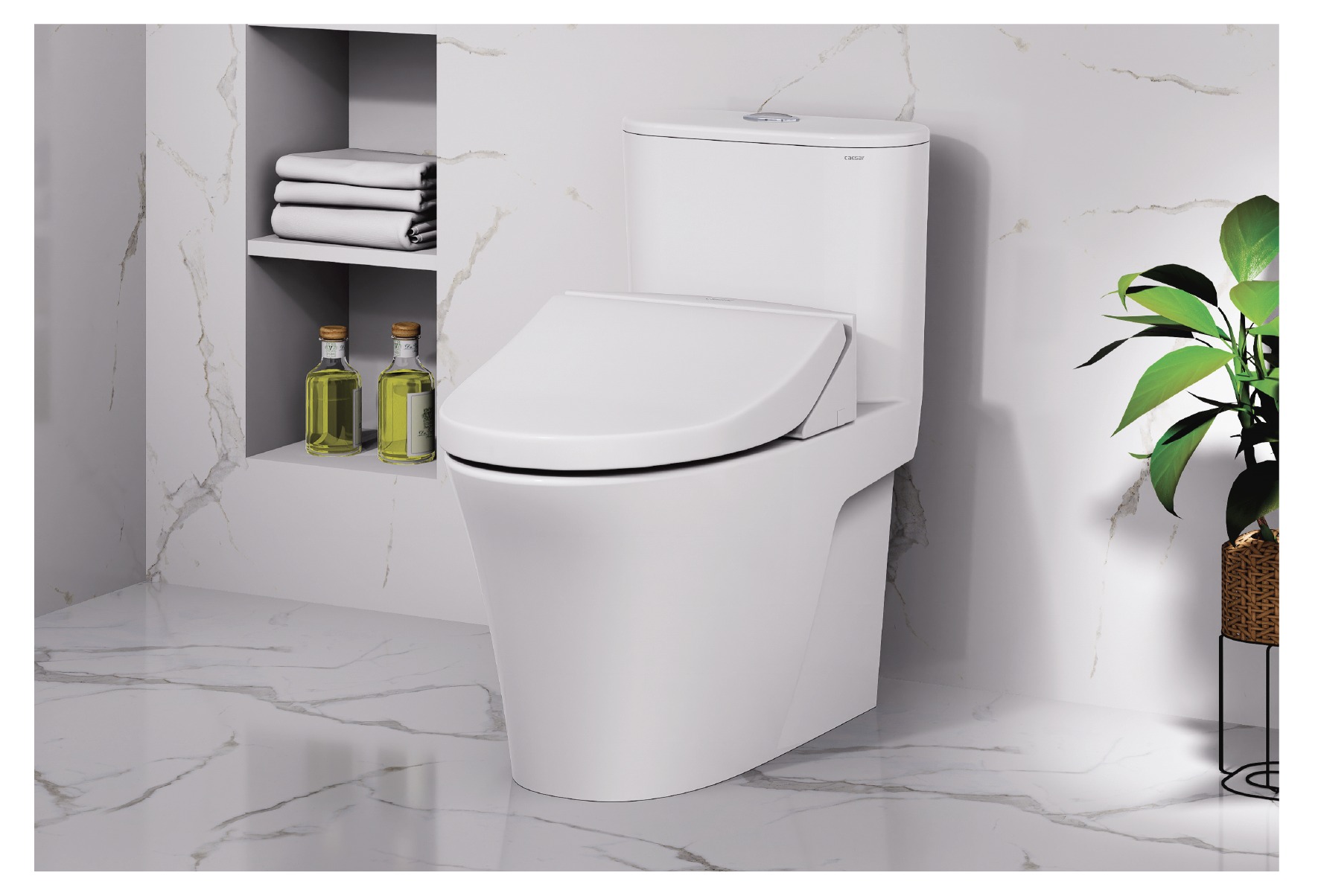 Bồn cầu 1 khối nắp rửa cơ Caesar CD1395+TAF050