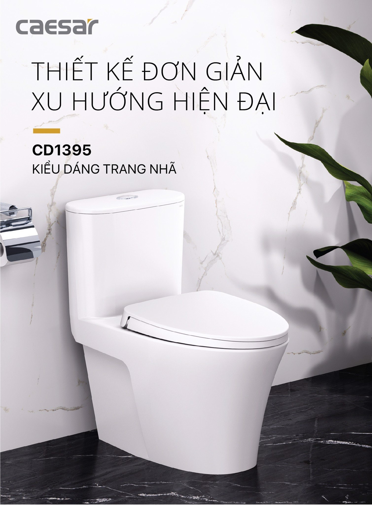 Bồn cầu 1 khối nắp rửa cơ Caesar C1395F + TAF060 (CD1395+TAF060)