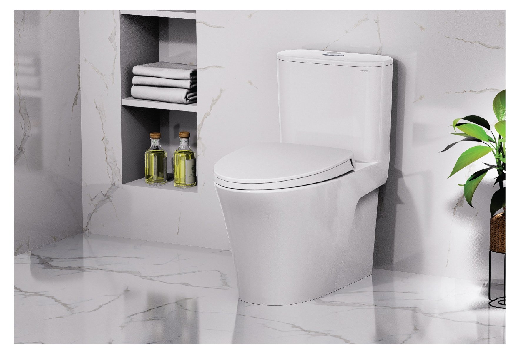 Bồn cầu 1 khối nắp rửa cơ Caesar C1395F + TAF060 (CD1395+TAF060)