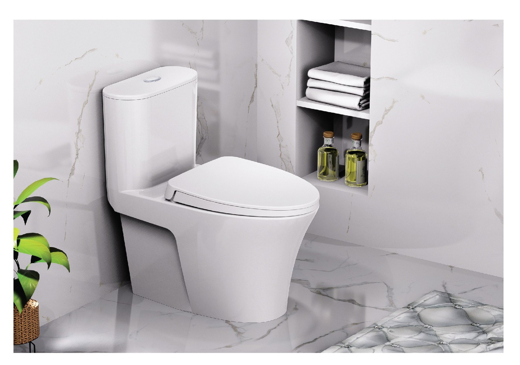 Bồn cầu 1 khối nắp rửa cơ Caesar C1395F + TAF060 (CD1395+TAF060)