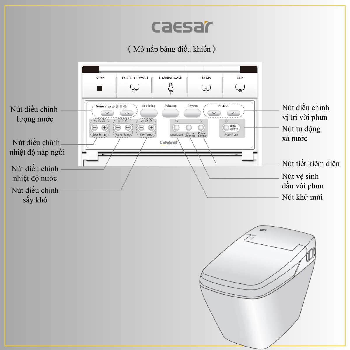Bồn cầu điện tử thông minh Caesar CA1380H