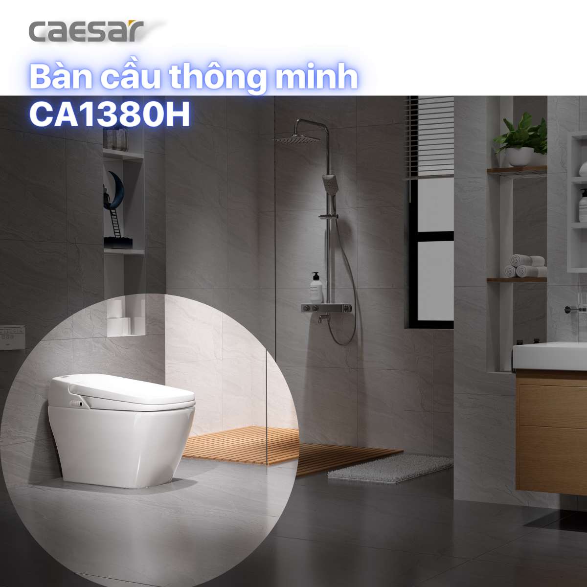 Bồn cầu điện tử thông minh Caesar CA1380H
