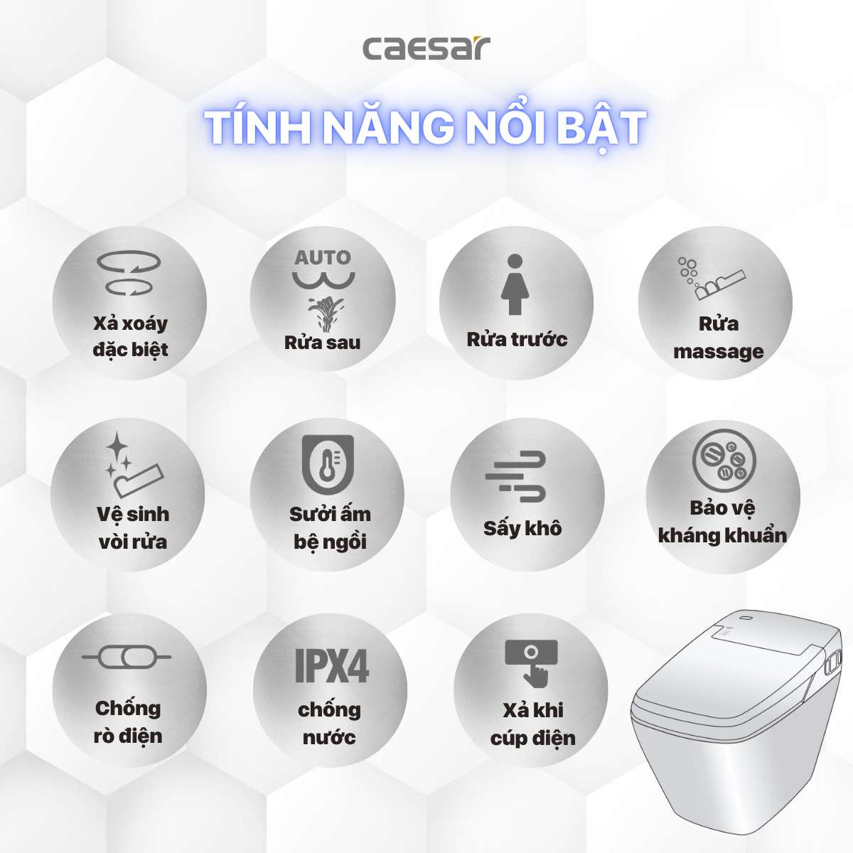 Bồn cầu điện tử thông minh Caesar CA1380H