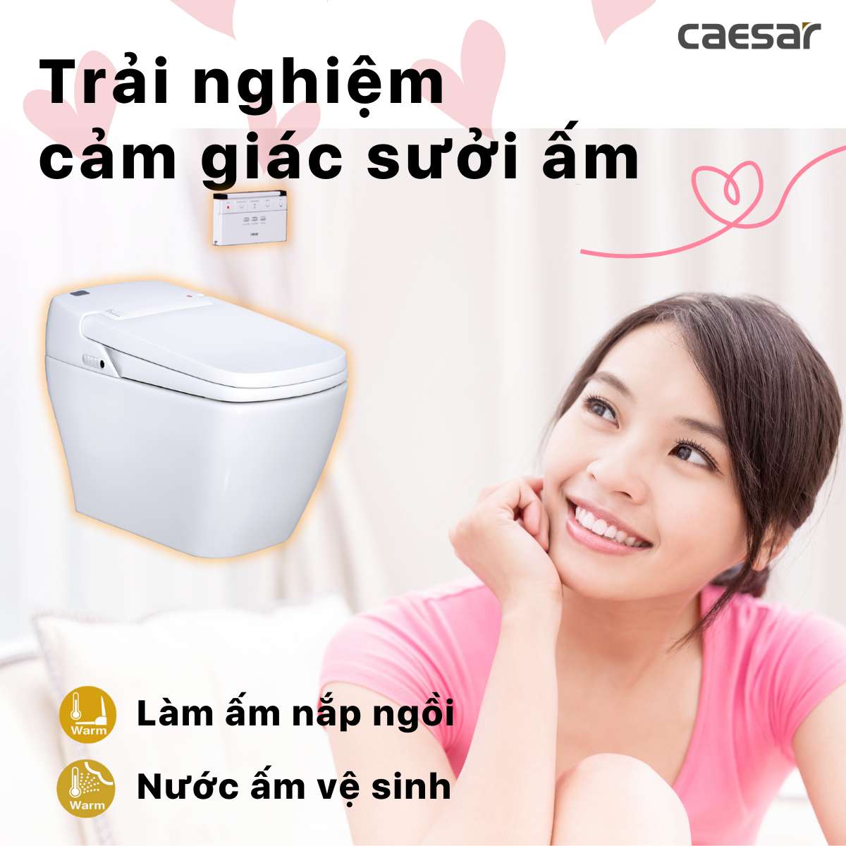 Bồn cầu điện tử thông minh Caesar CA1380H
