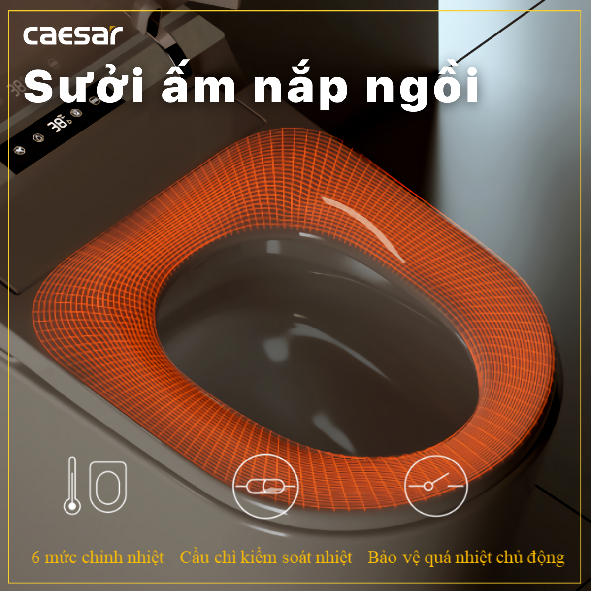 Bồn cầu điện tử thông minh Caesar CA1389H