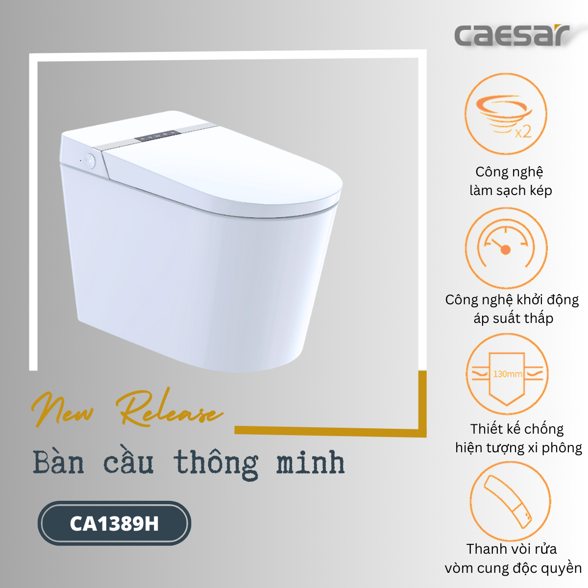 Bồn cầu điện tử thông minh Caesar CA1389H