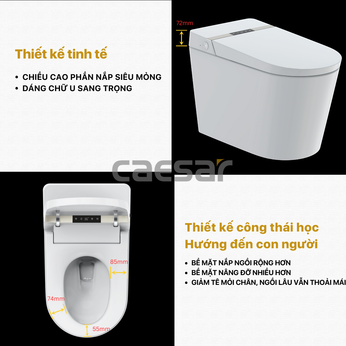 Bồn cầu điện tử thông minh Caesar CA1389H