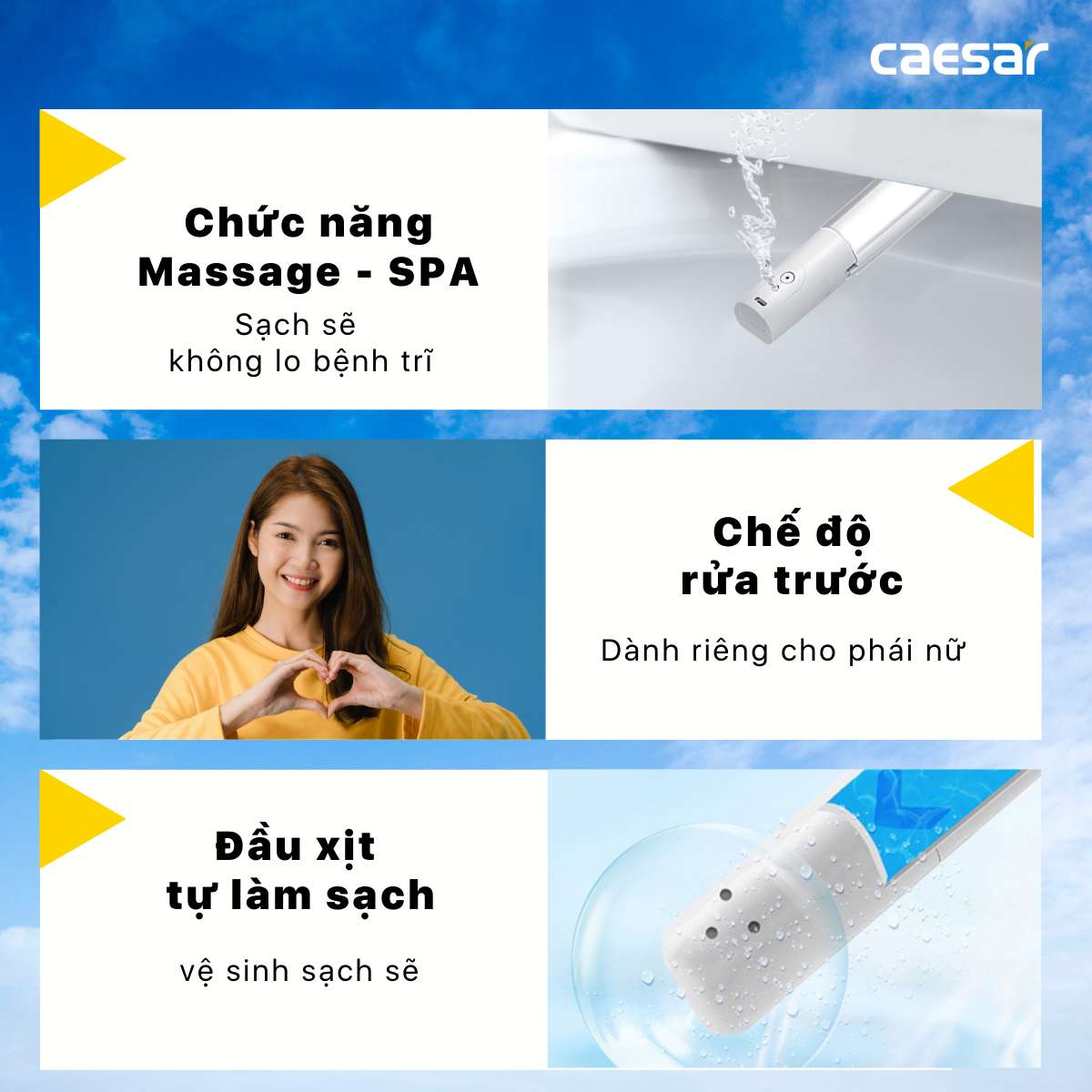Bồn cầu 2 khối nắp điện tử Caesar CD1320 + TAF400H