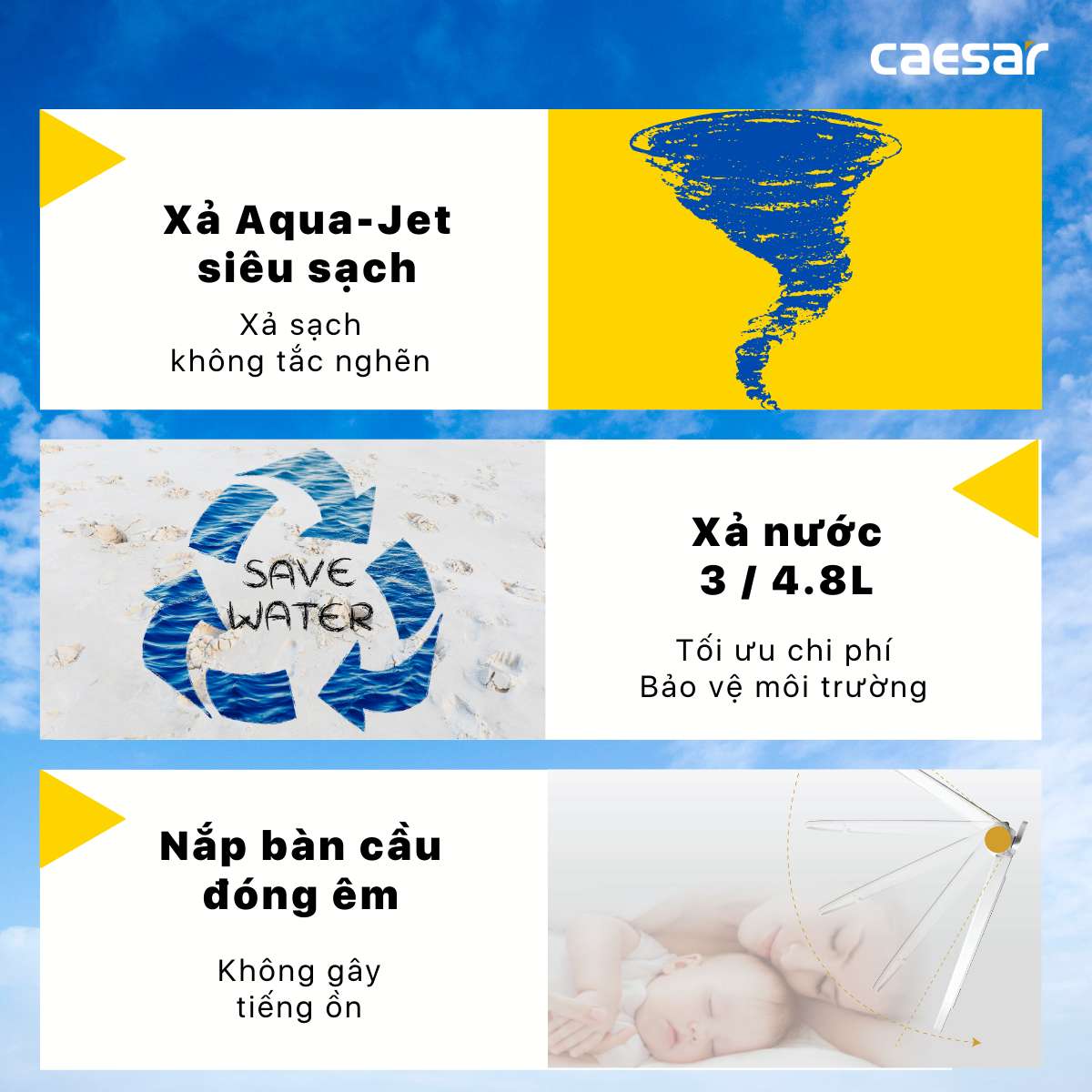 Bồn cầu 2 khối nắp điện tử Caesar CD1341 + TAF400H