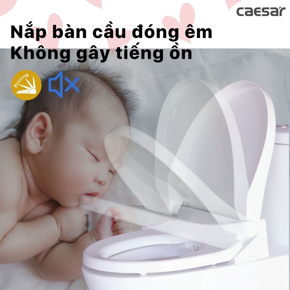 Bồn cầu 2 khối nắp điện tử Caesar CD1342 + TAF400H