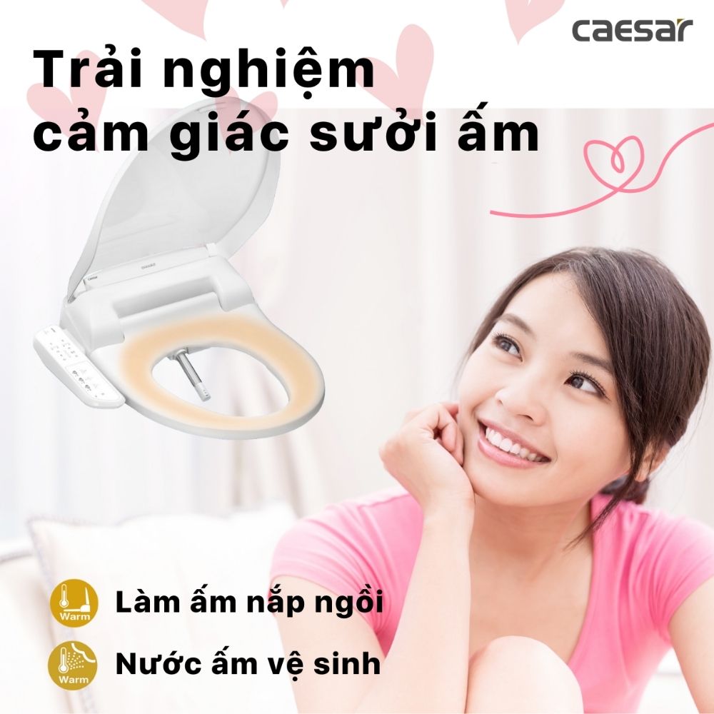 Bồn cầu 2 khối nắp điện tử Caesar CD1342 + TAF400H
