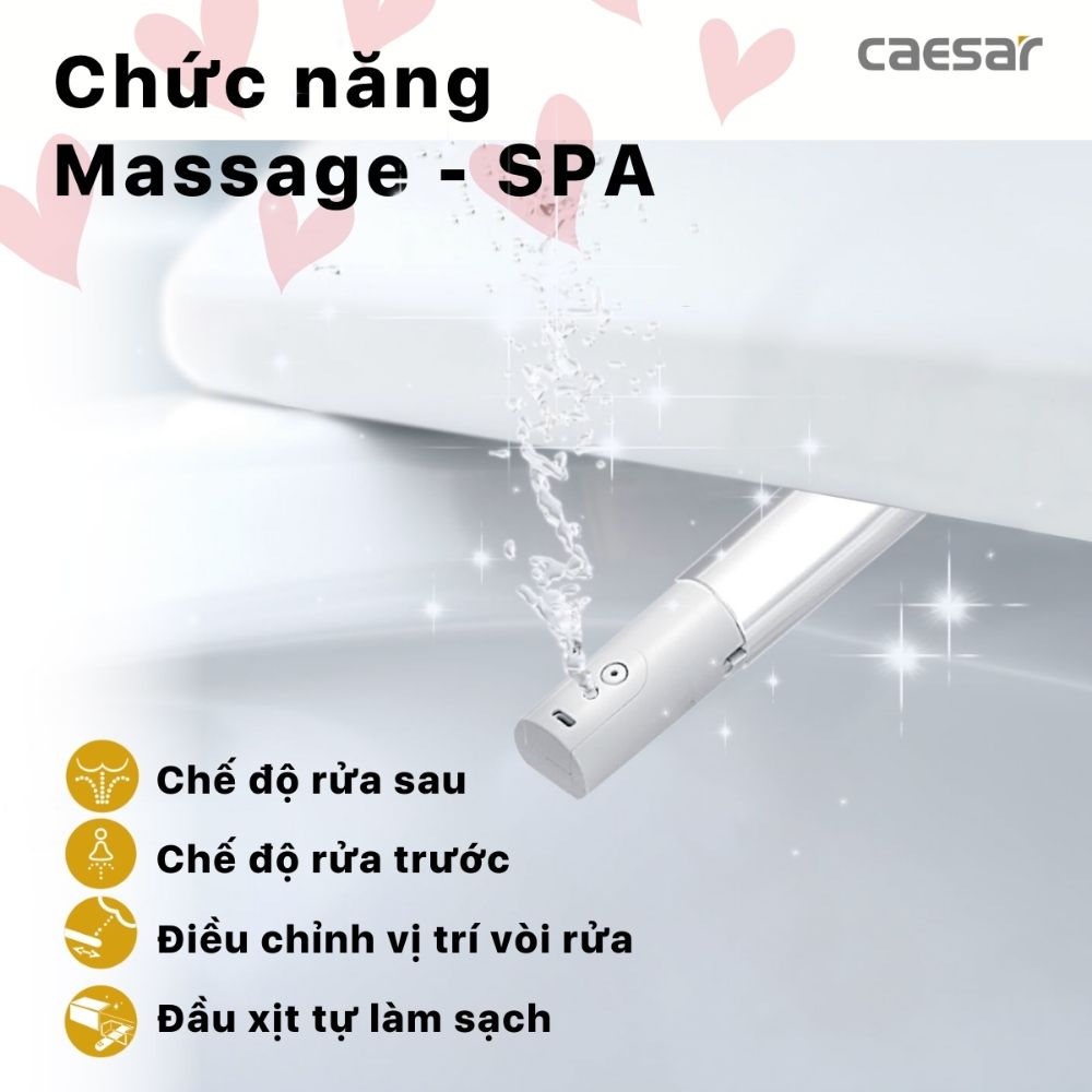 Bồn cầu 2 khối nắp điện tử Caesar CD1342 + TAF400H