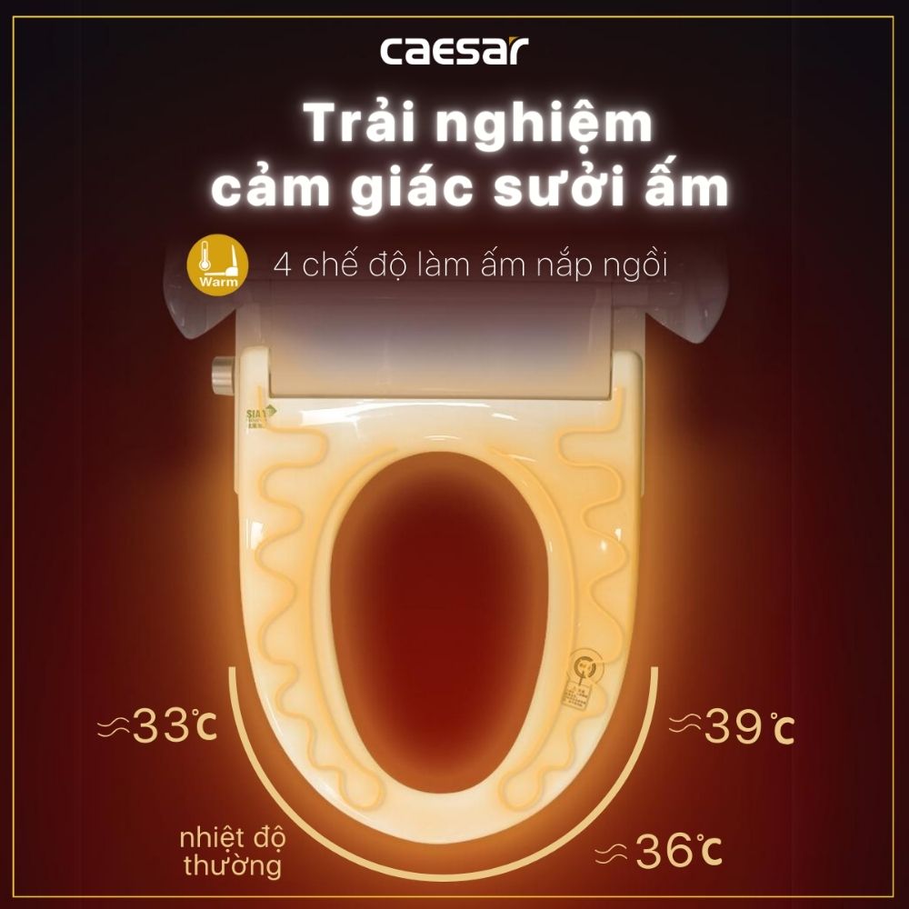 Bồn cầu 2 khối nắp điện tử Caesar CD1342 + TAF512H