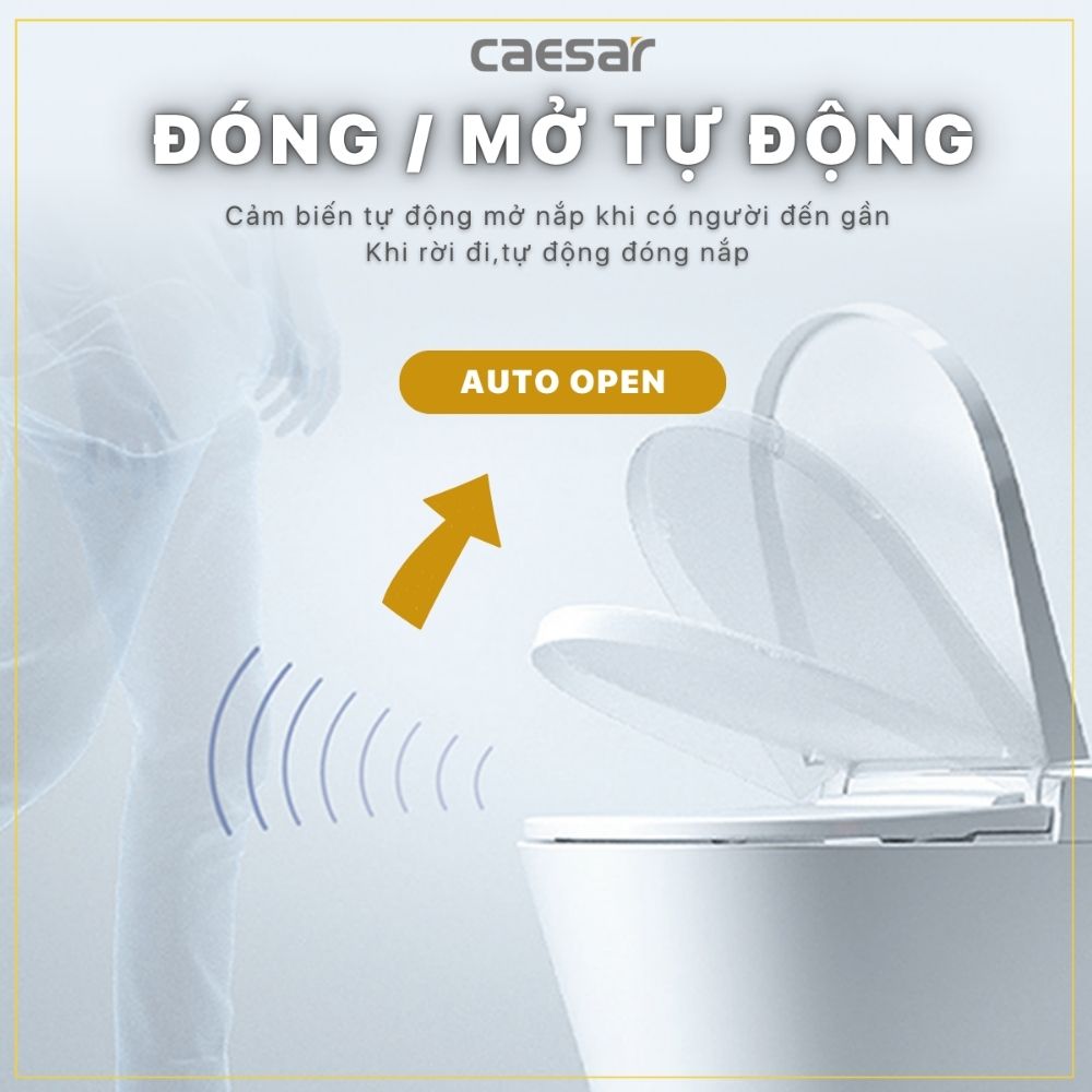 Bồn cầu 2 khối nắp điện tử Caesar CD1342 + TAF512H