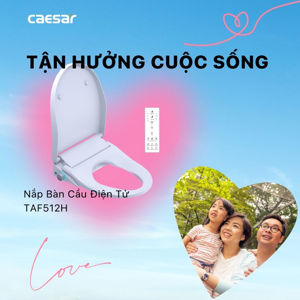 Bồn cầu 2 khối nắp điện tử Caesar CD1342 + TAF512H