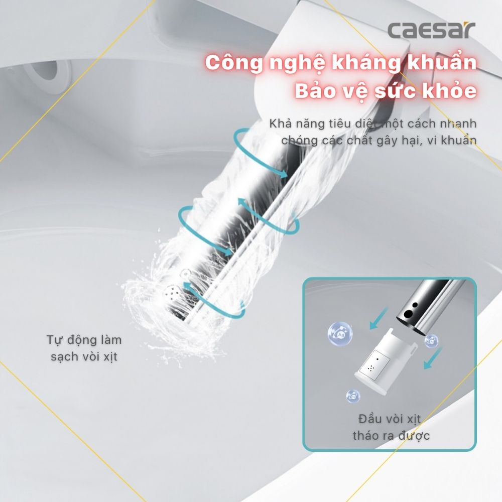 Bồn cầu 2 khối nắp điện tử Caesar CD1342 + TAF610H