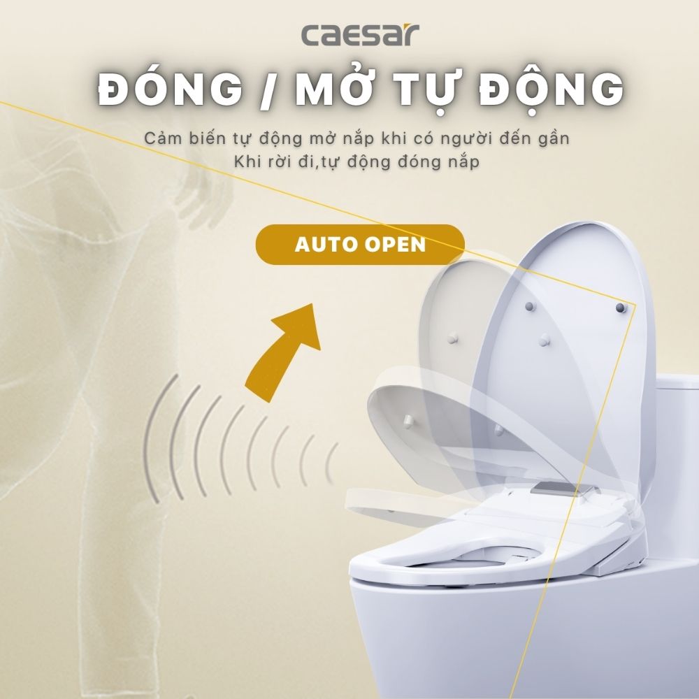 Bồn cầu 2 khối nắp điện tử Caesar CD1342 + TAF610H