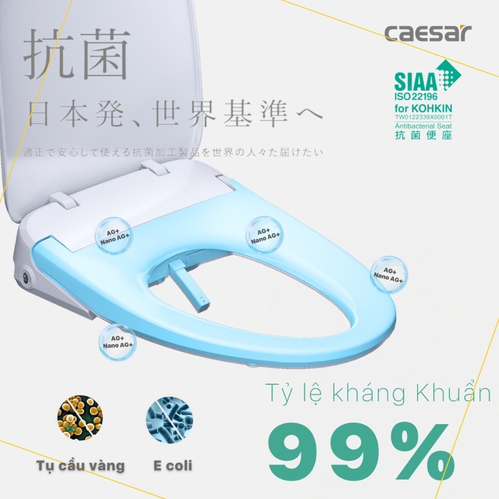 Bồn cầu 2 khối nắp điện tử Caesar CD1342 + TAF610H