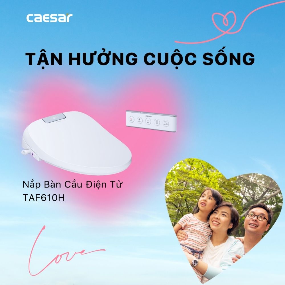 Bồn cầu 2 khối nắp điện tử Caesar CD1342 + TAF610H