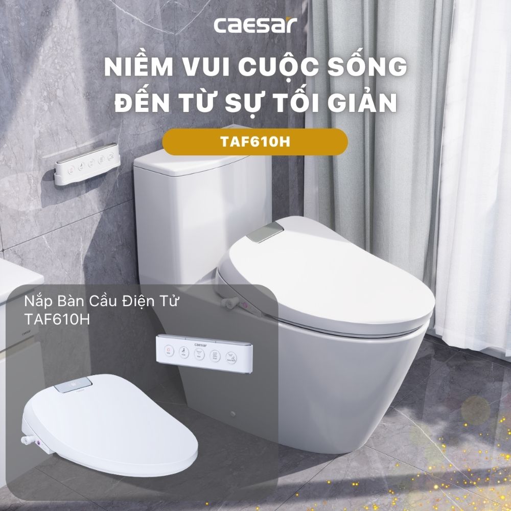 Bồn cầu 2 khối nắp điện tử Caesar CD1342 + TAF610H