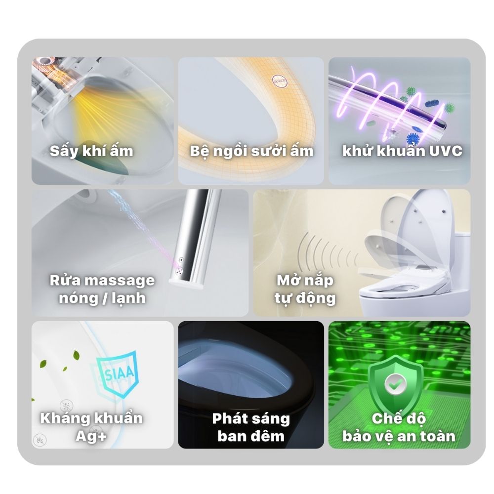 Bồn cầu 2 khối nắp điện tử Caesar CD1342 + TAF610H