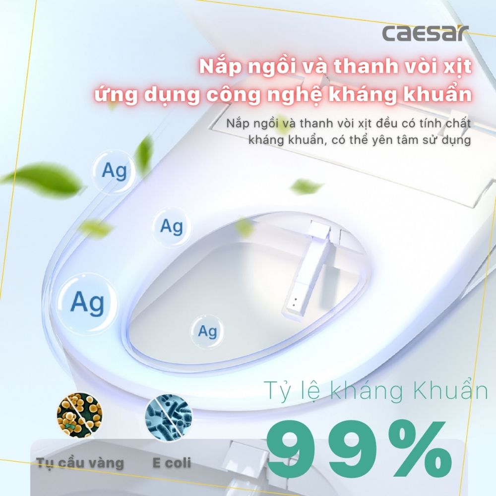 Bồn cầu 2 khối nắp điện tử Caesar CD1342 + TAF710H