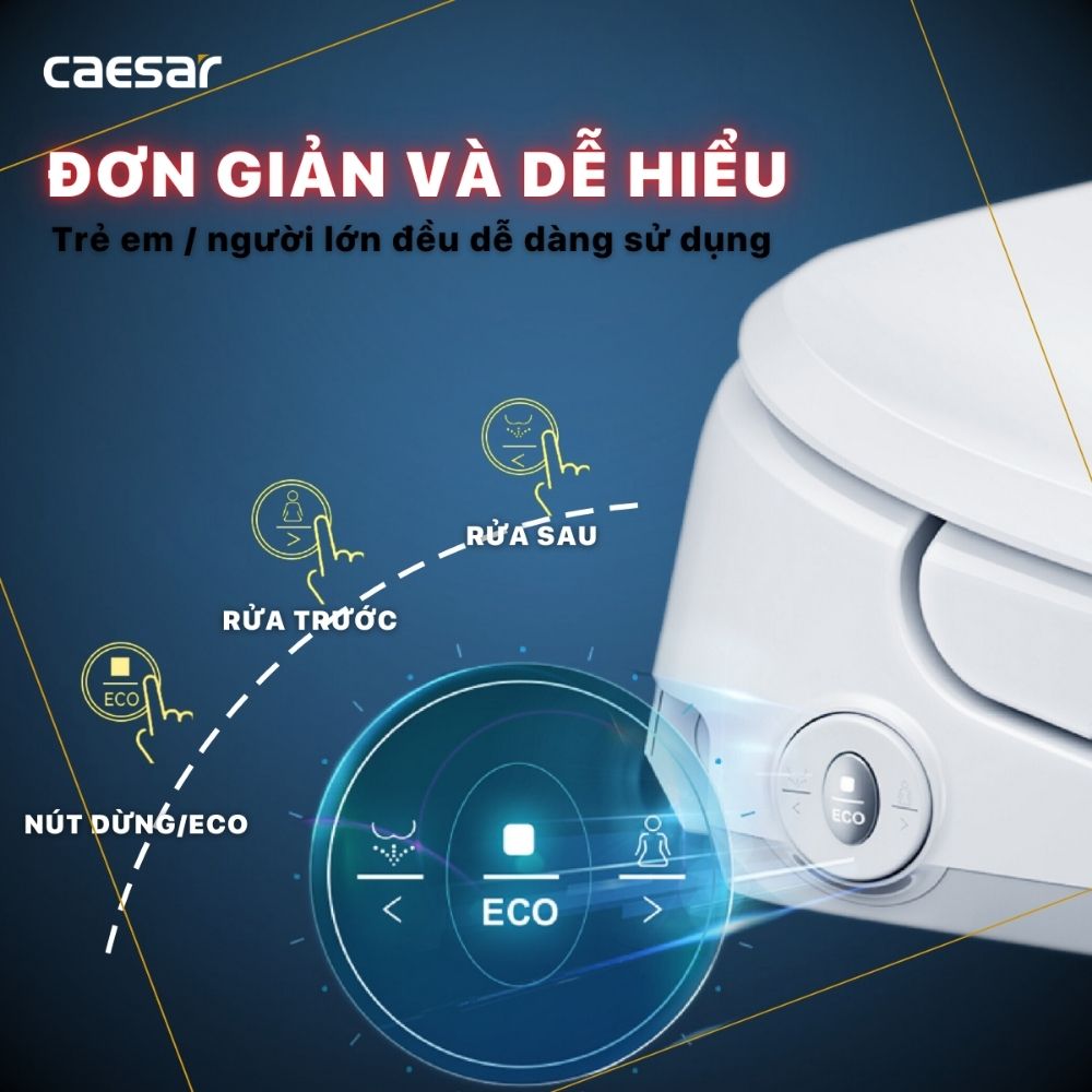 Bồn cầu 2 khối nắp điện tử Caesar CD1342 + TAF710H