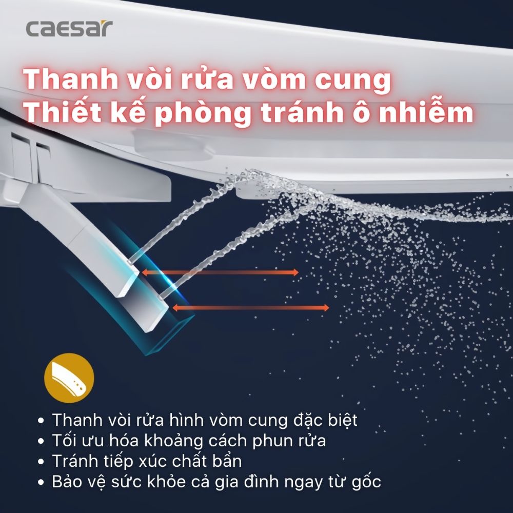Bồn cầu 2 khối nắp điện tử Caesar CD1342 + TAF710H