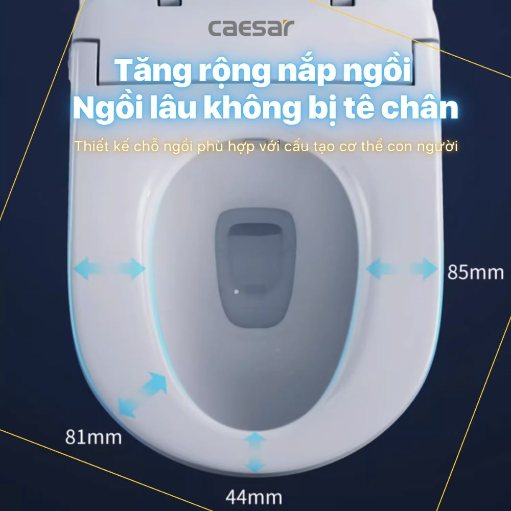 Bồn cầu 2 khối nắp điện tử Caesar CD1342 + TAF710H