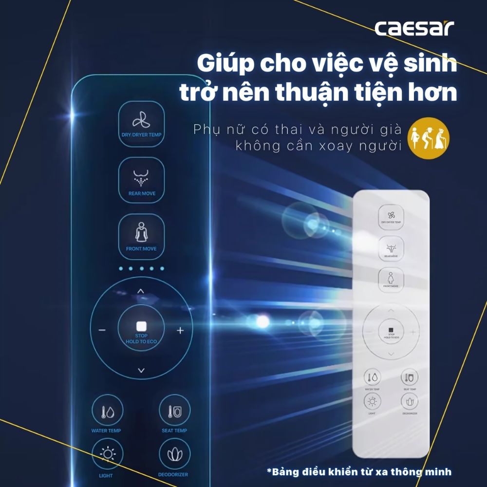 Bồn cầu 2 khối nắp điện tử Caesar CD1342 + TAF710H
