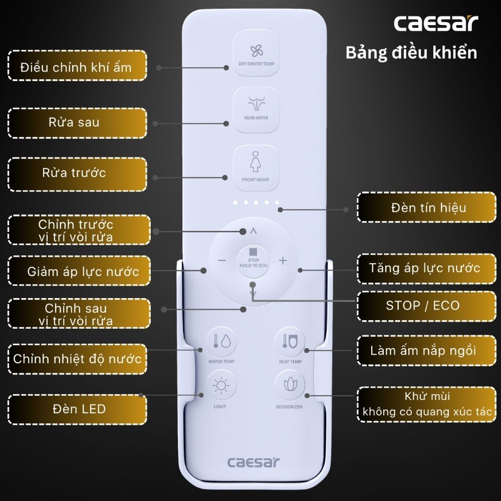 Bồn cầu 2 khối nắp điện tử Caesar CD1342 + TAF710H