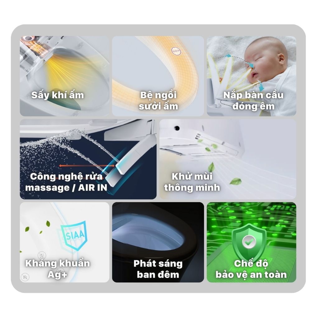 Bồn cầu 2 khối nắp điện tử Caesar CD1342 + TAF710H