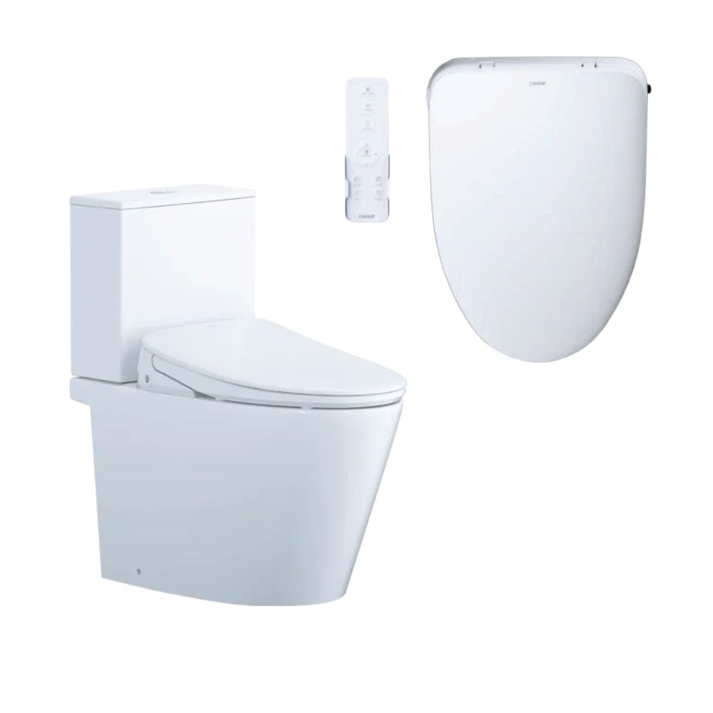 Bồn cầu 2 khối nắp điện tử Caesar CD1342 + TAF710H