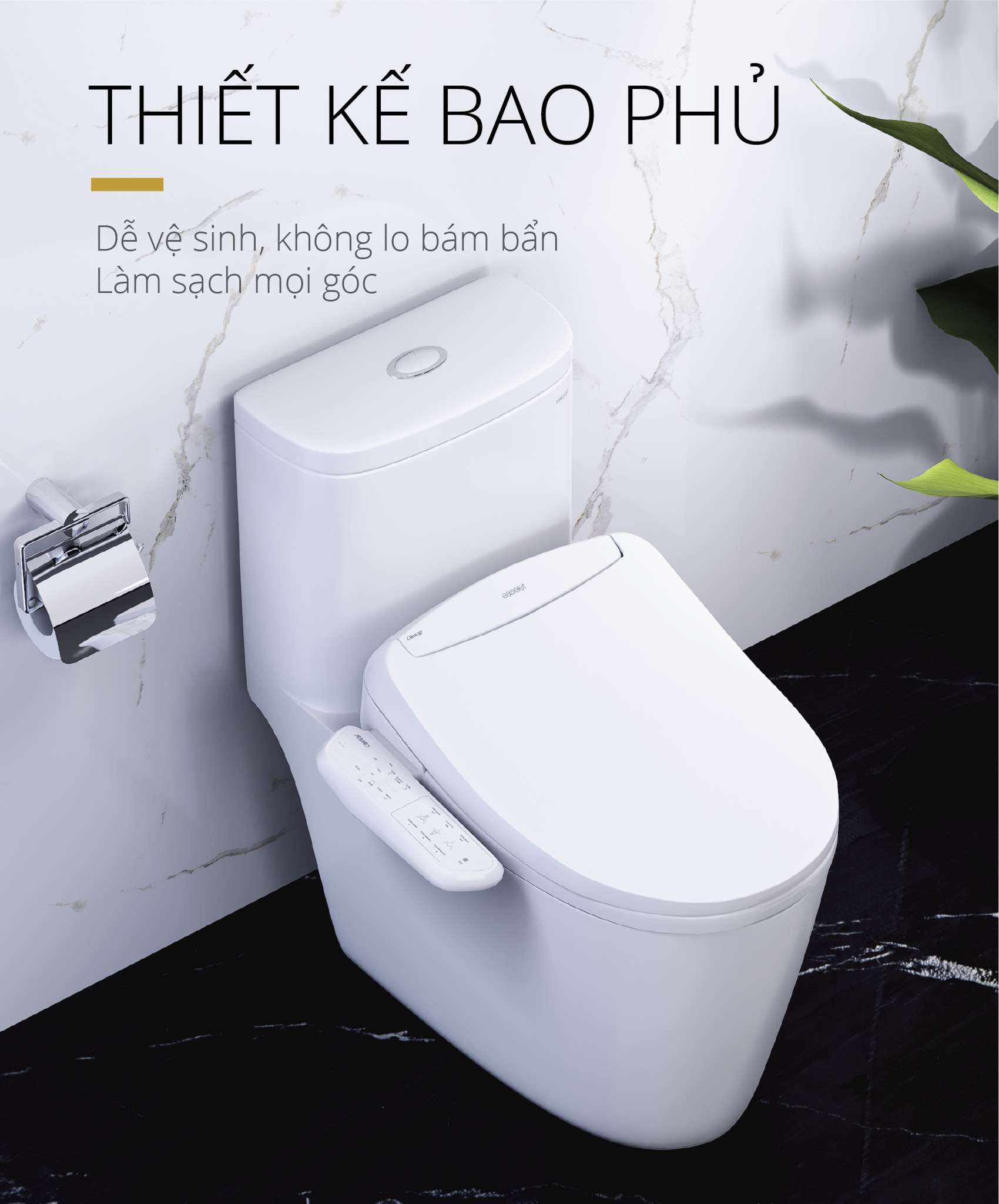Bồn cầu 1 khối nắp điện tử Caesar C1364F + TAF400H (CD1364+TAF400H)
