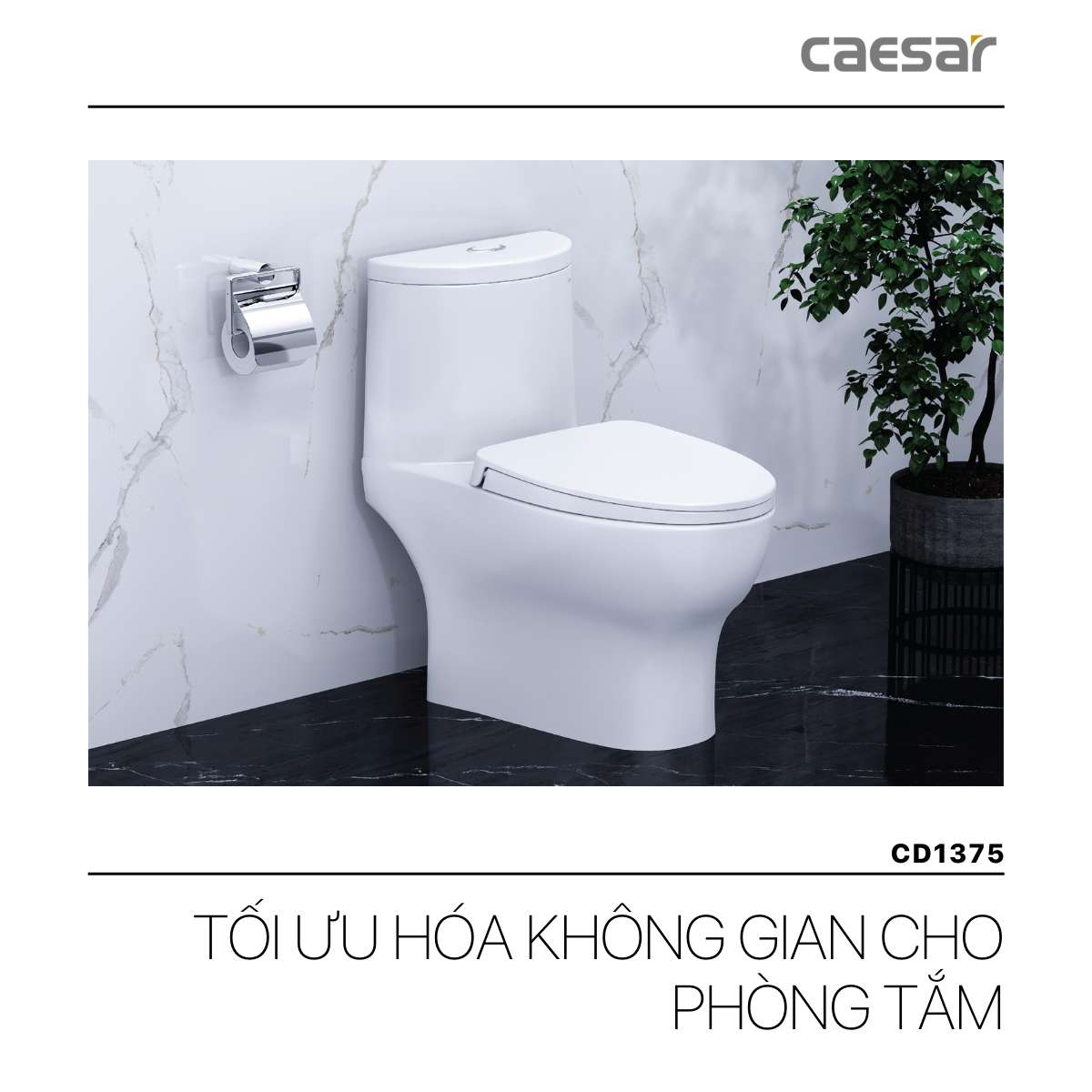 Bồn cầu 1 khối nắp điện tử Caesar C1375F + TAF400H (CD1375+TAF400H)
