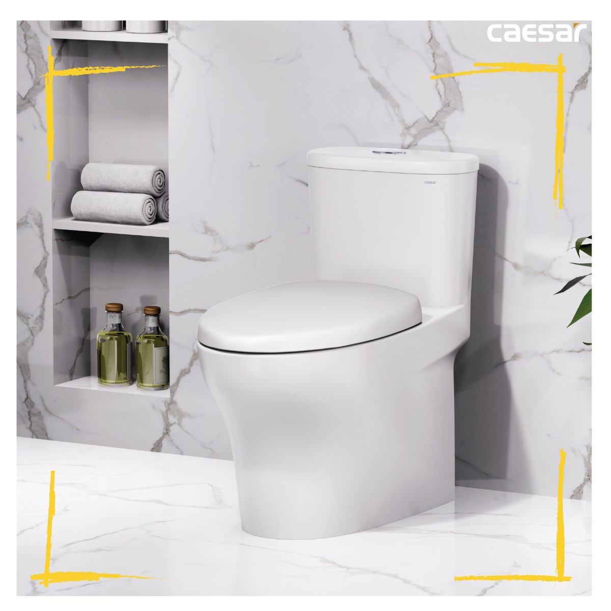 Bồn cầu 1 khối nắp điện tử Caesar C1394F + TAF400H (CD1394+TAF400H)