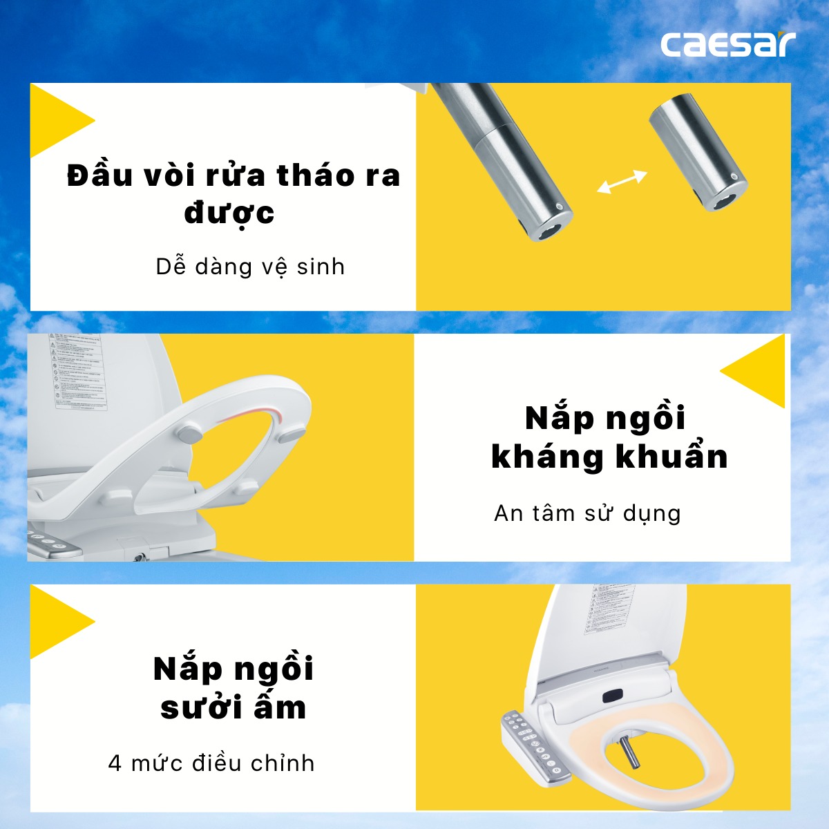 Bồn cầu 1 khối nắp điện tử Caesar CD1395+TAF200H