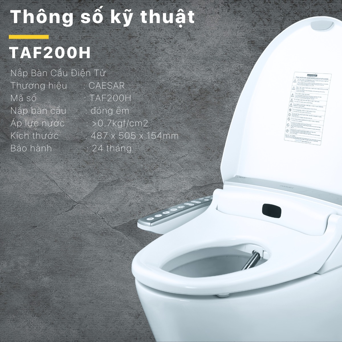 Bồn cầu 1 khối nắp điện tử Caesar CD1395+TAF200H