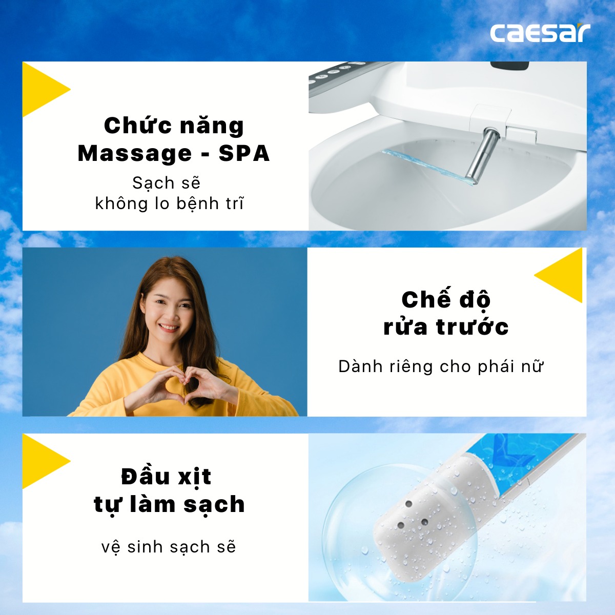 Bồn cầu 1 khối nắp điện tử Caesar CD1395+TAF200H