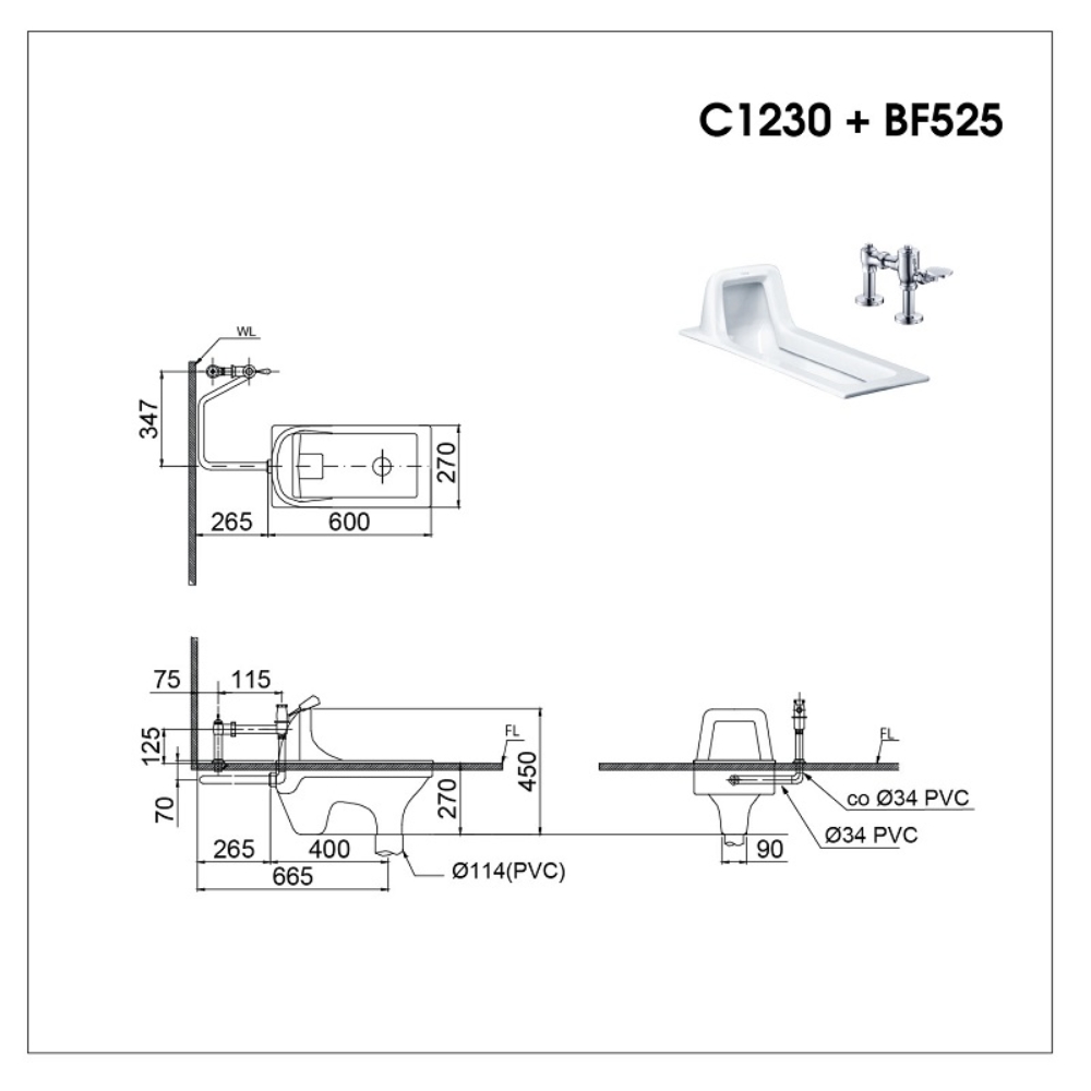 Bồn cầu xí xổm Caesar C1230