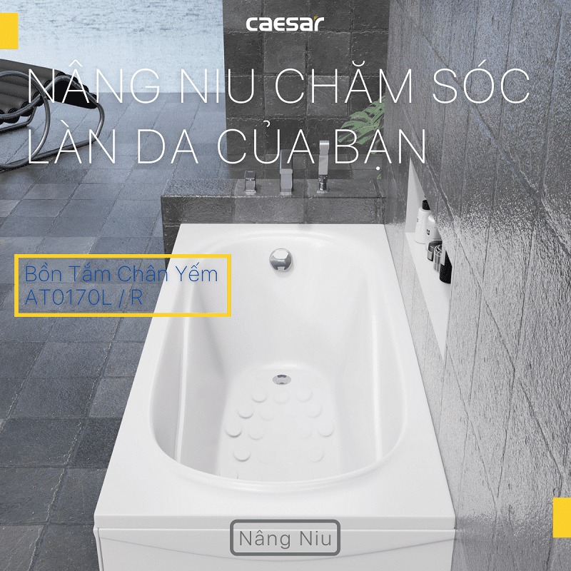 Bồn tắm chân yếm 1m7 Caesar AT0170L(R)