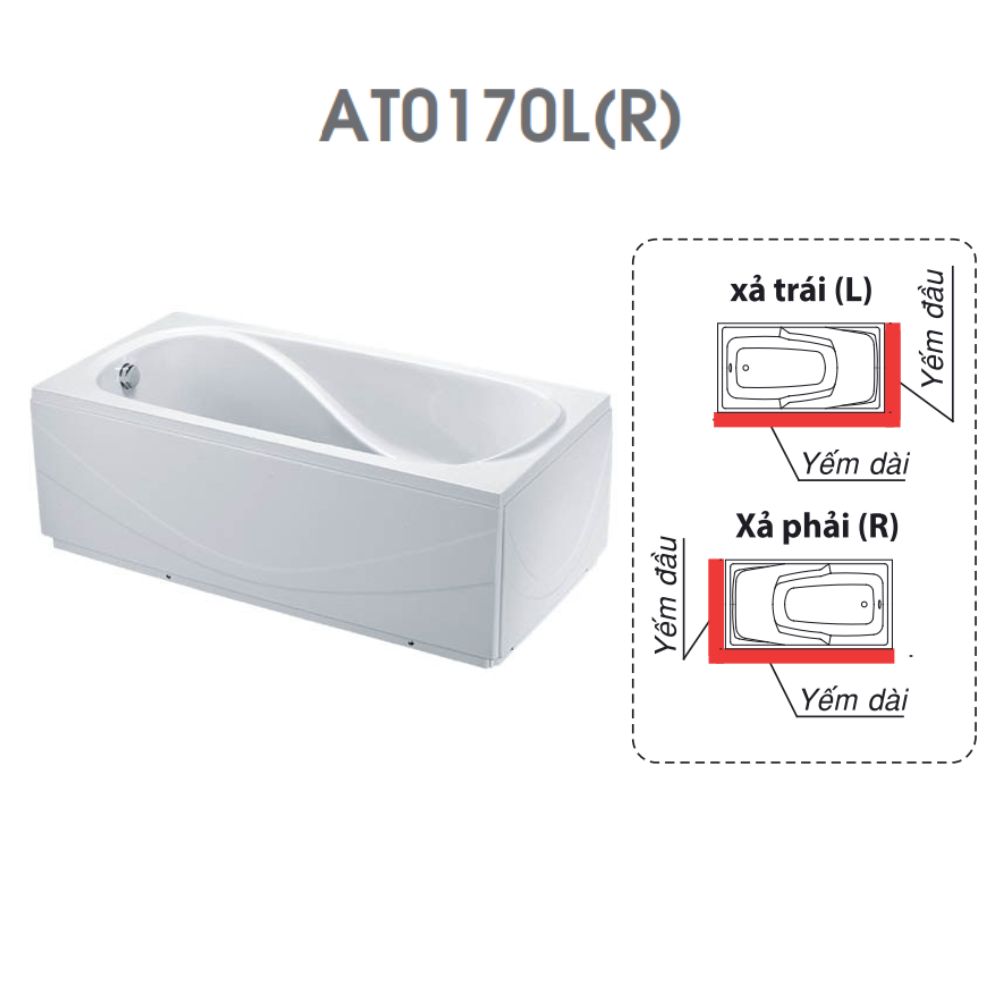 Bồn tắm chân yếm 1m7 Caesar AT0170L(R)