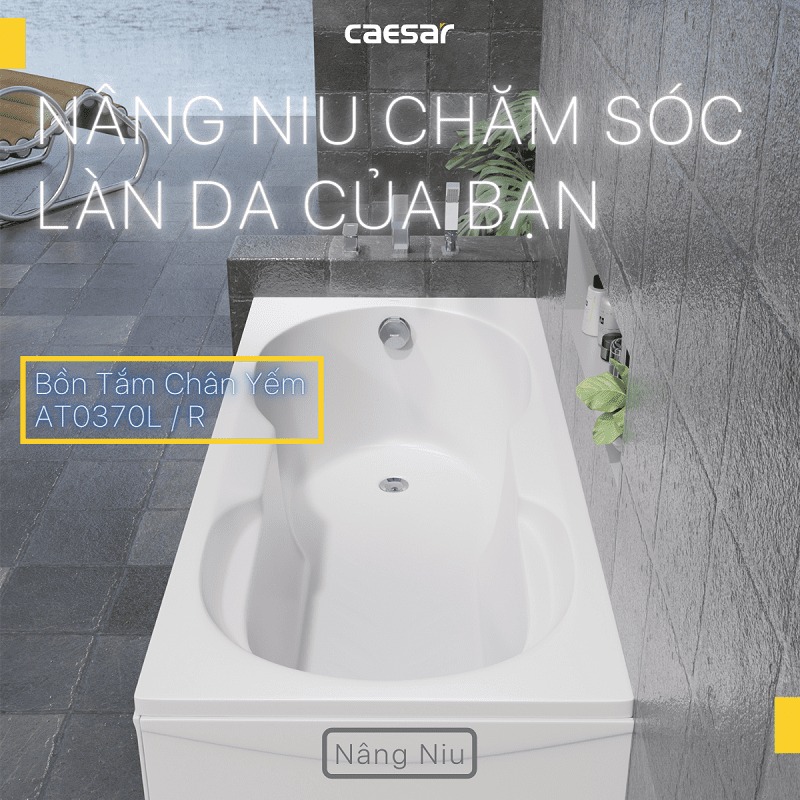 Bồn tắm chân yếm 1m7 Caesar AT0370L(R)
